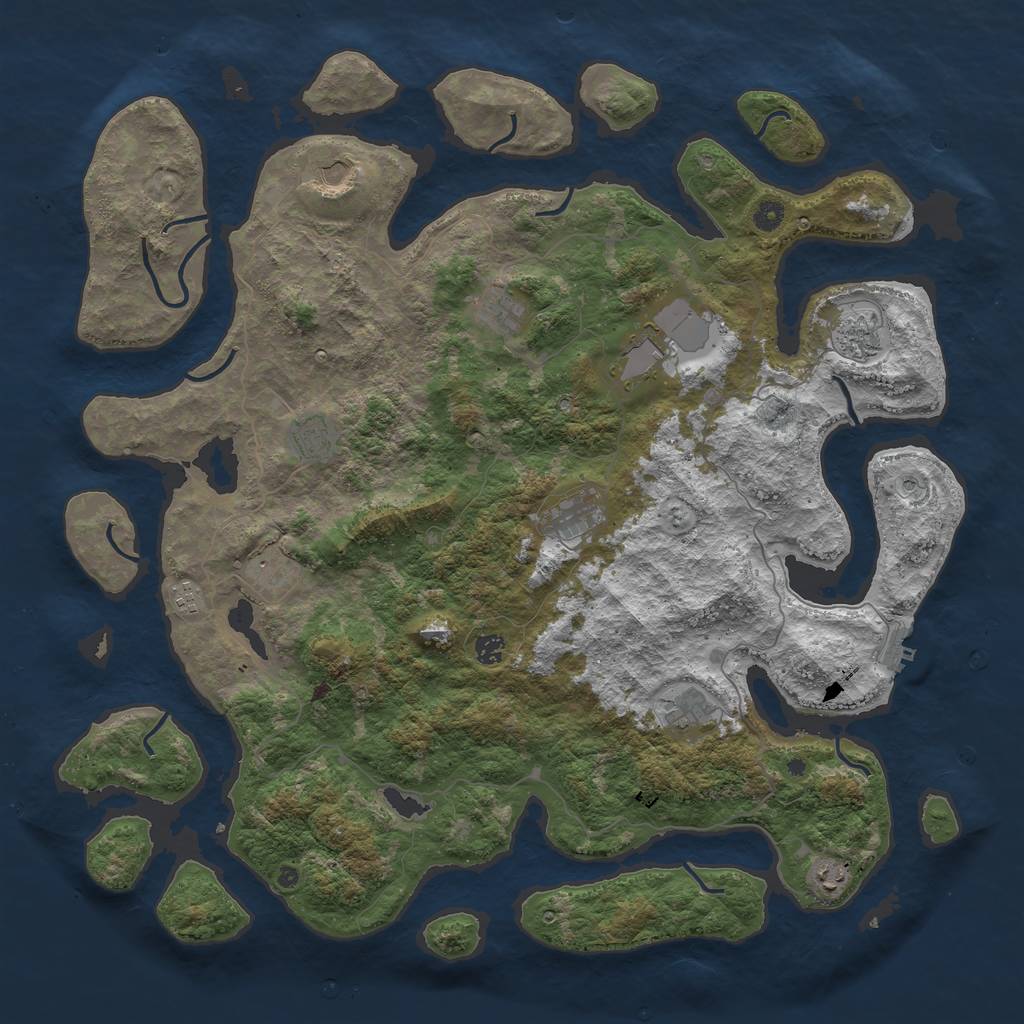 Rust Map: Procedural Map, Size: 5000, Seed: 33423412, 15 Monuments
