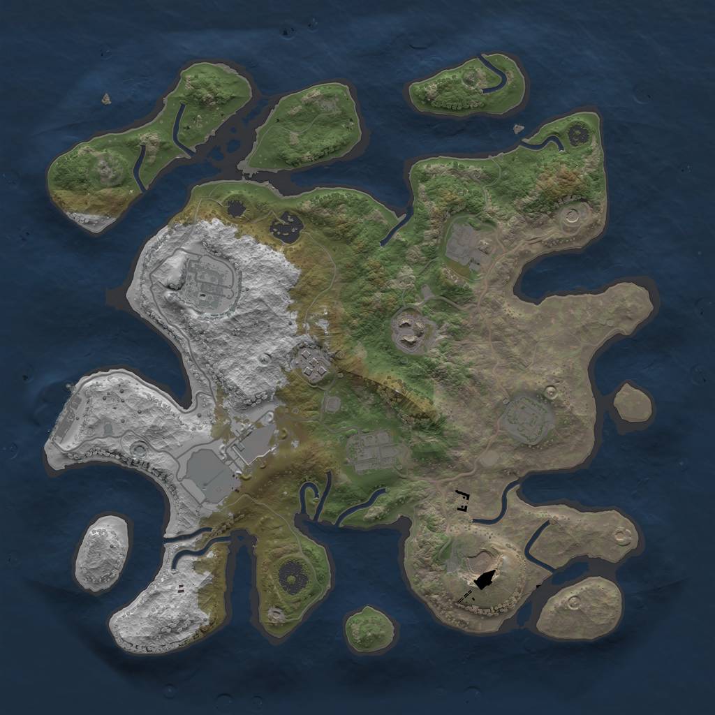 Rust Map: Procedural Map, Size: 3500, Seed: 3241482, 13 Monuments