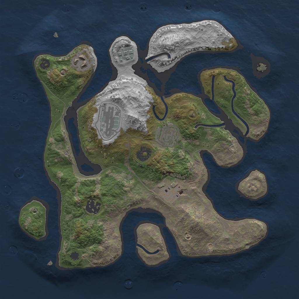 Rust Map: Procedural Map, Size: 3000, Seed: 115764477, 8 Monuments