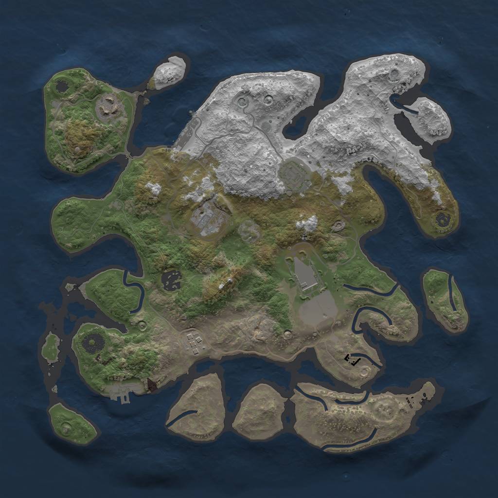 Rust Map: Procedural Map, Size: 3500, Seed: 155526512, 11 Monuments