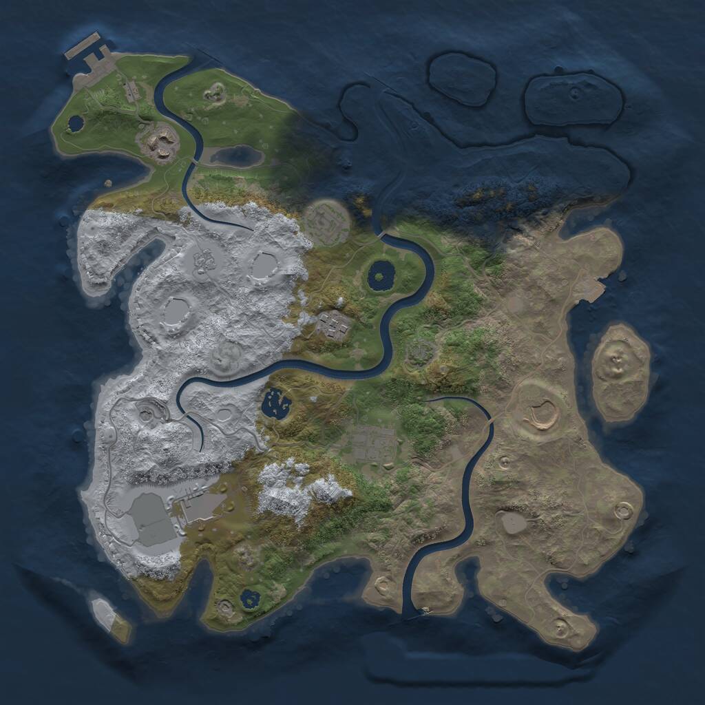 Rust Map: Procedural Map, Size: 3600, Seed: 639108051, 12 Monuments