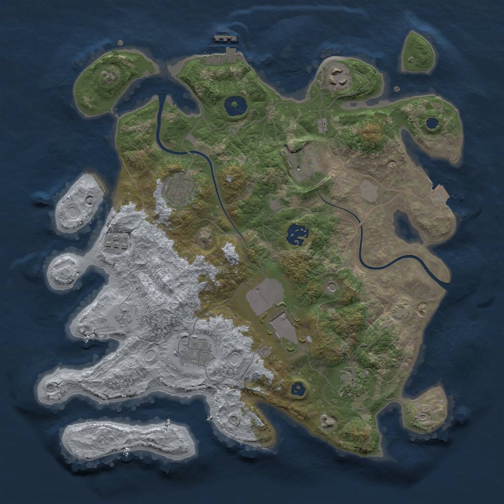 Rust Map: Procedural Map, Size: 3500, Seed: 5489652, 13 Monuments