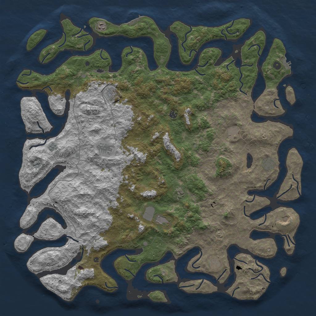 Rust Map: Procedural Map, Size: 6000, Seed: 7281, 16 Monuments