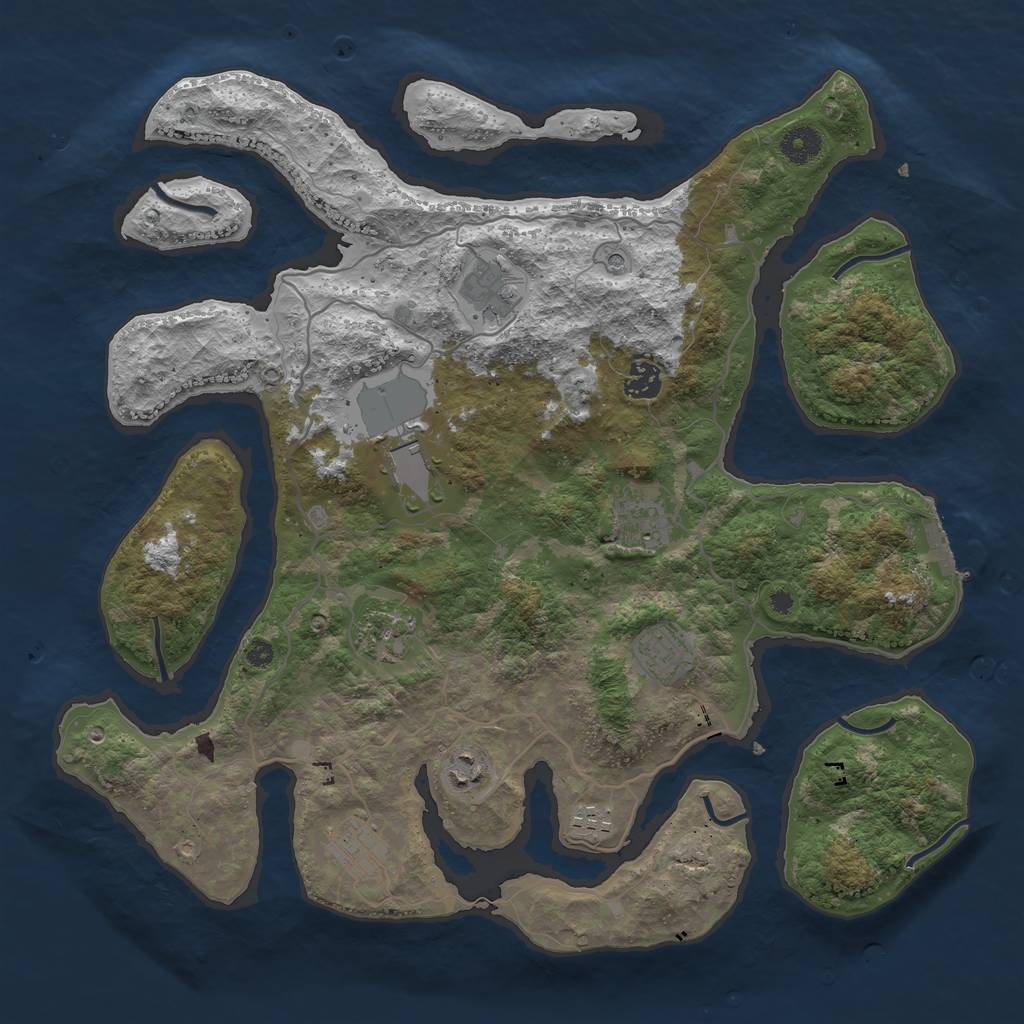 Rust Map: Procedural Map, Size: 4000, Seed: 1287315, 13 Monuments