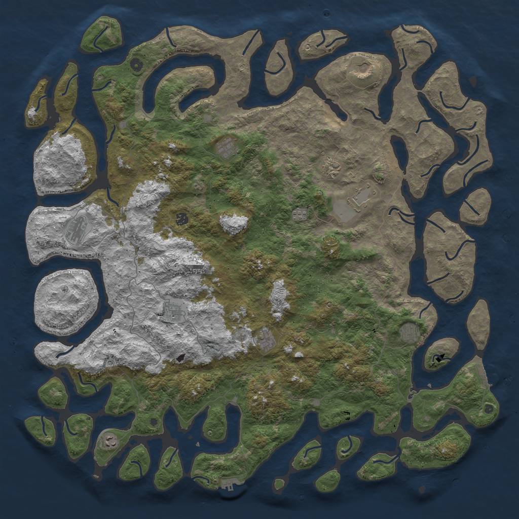 Rust Map: Procedural Map, Size: 6000, Seed: 64467516, 16 Monuments