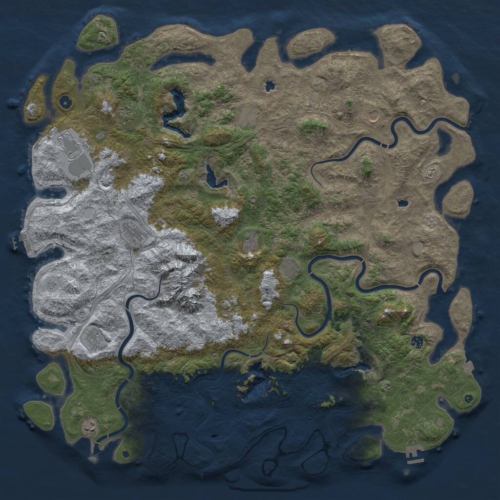 Rust Map: Procedural Map, Size: 6000, Seed: 64467516, 17 Monuments