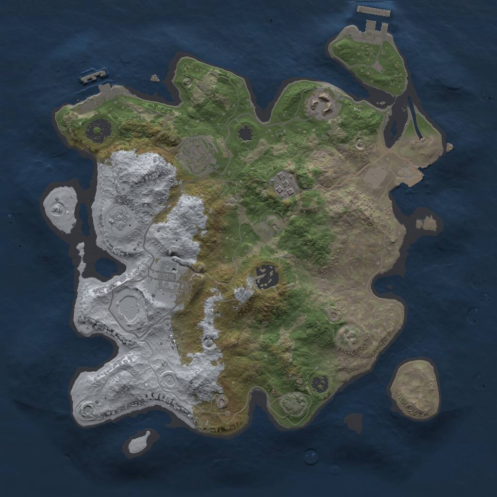 Rust Map: Procedural Map, Size: 3000, Seed: 343161732, 10 Monuments