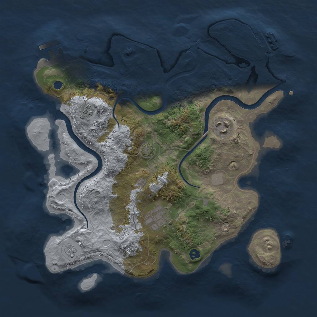 Rust Map: Procedural Map, Size: 3000, Seed: 343161732, 8 Monuments