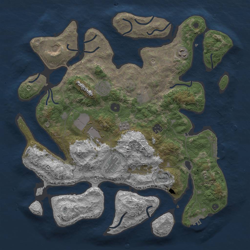 Rust Map: Procedural Map, Size: 4000, Seed: 2096334944, 13 Monuments