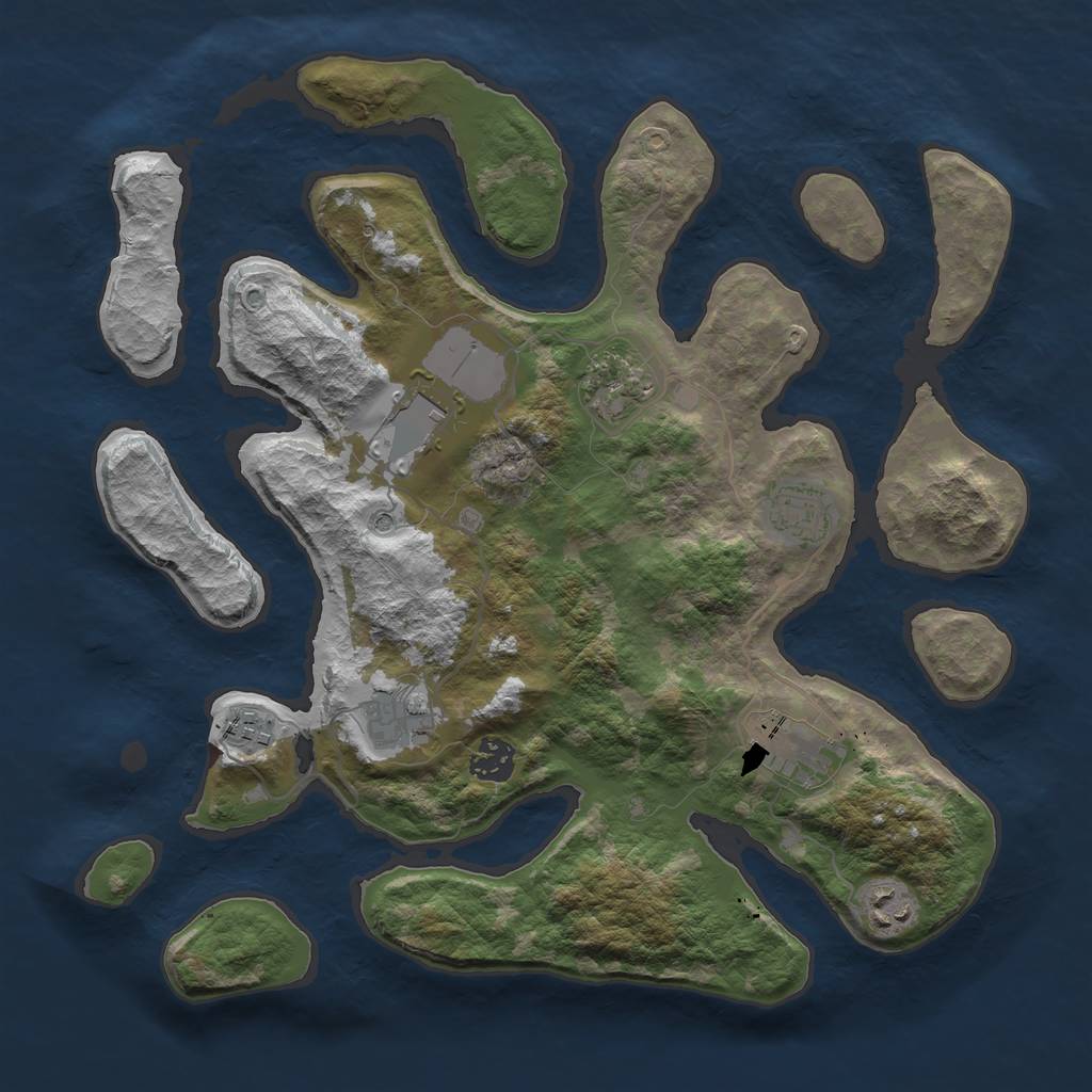 Rust Map: Barren, Size: 3600, Seed: 321004, 11 Monuments