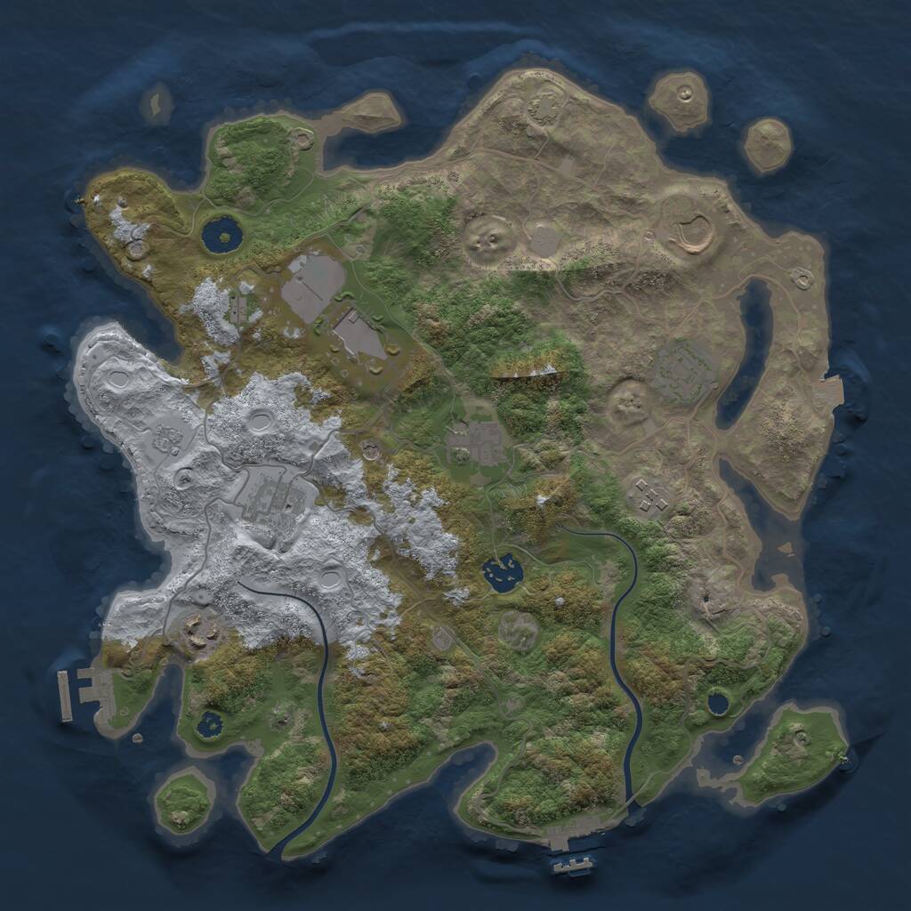 Rust Map: Procedural Map, Size: 3600, Seed: 928554073, 14 Monuments