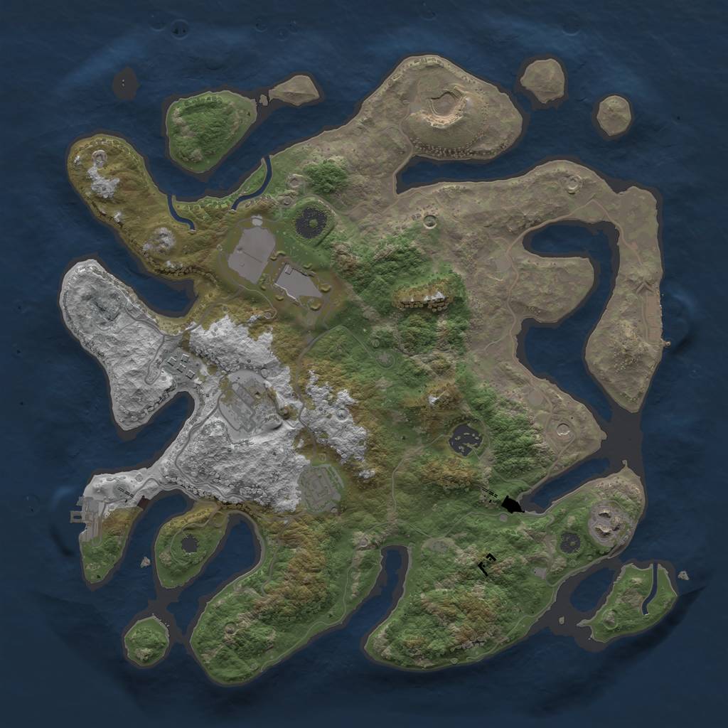 Rust Map: Procedural Map, Size: 3600, Seed: 928554073, 12 Monuments