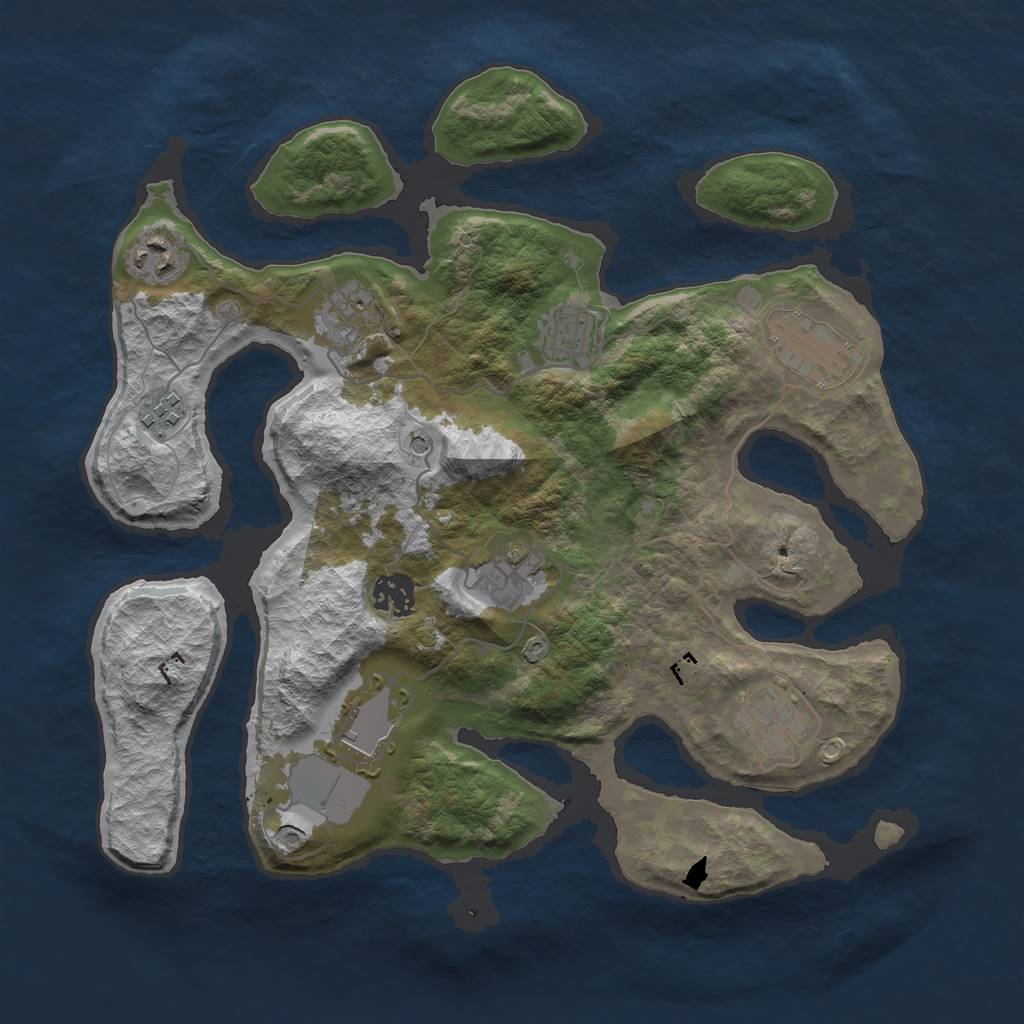 Rust Map: Barren, Size: 3500, Seed: 1890000182, 12 Monuments