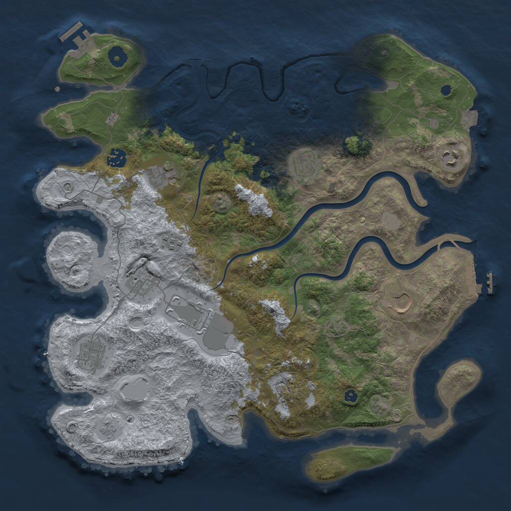 Rust Map: Procedural Map, Size: 3900, Seed: 20011001, 16 Monuments