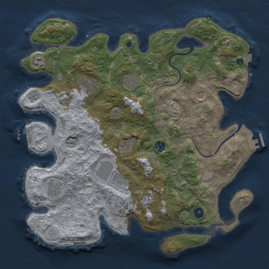 Rust Map: Procedural Map, Size: 3900, Seed: 20011001, 16 Monuments
