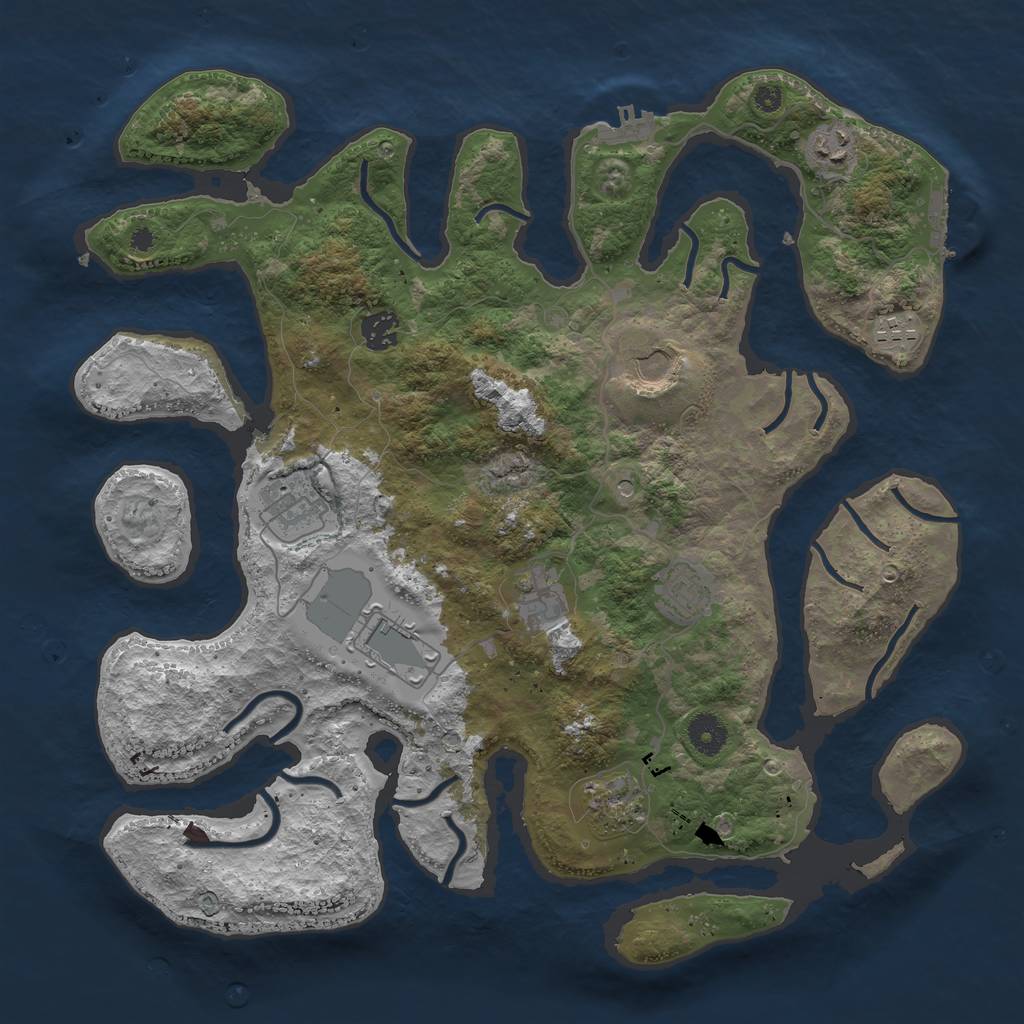 Rust Map: Procedural Map, Size: 3900, Seed: 20011001, 14 Monuments