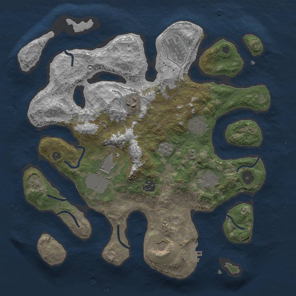 Rust Map: Procedural Map, Size: 3500, Seed: 180759296, 12 Monuments