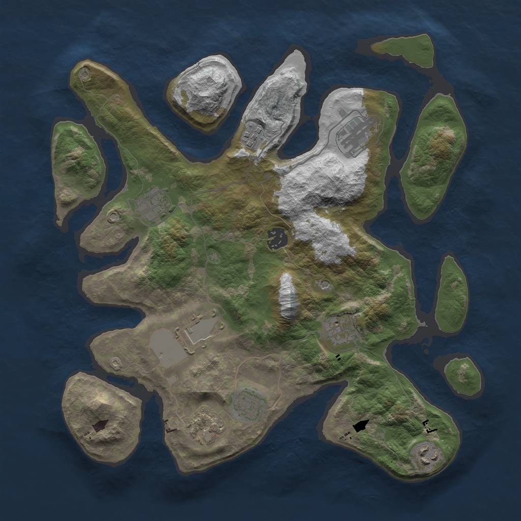 Rust Map: Barren, Size: 3600, Seed: 420006, 12 Monuments