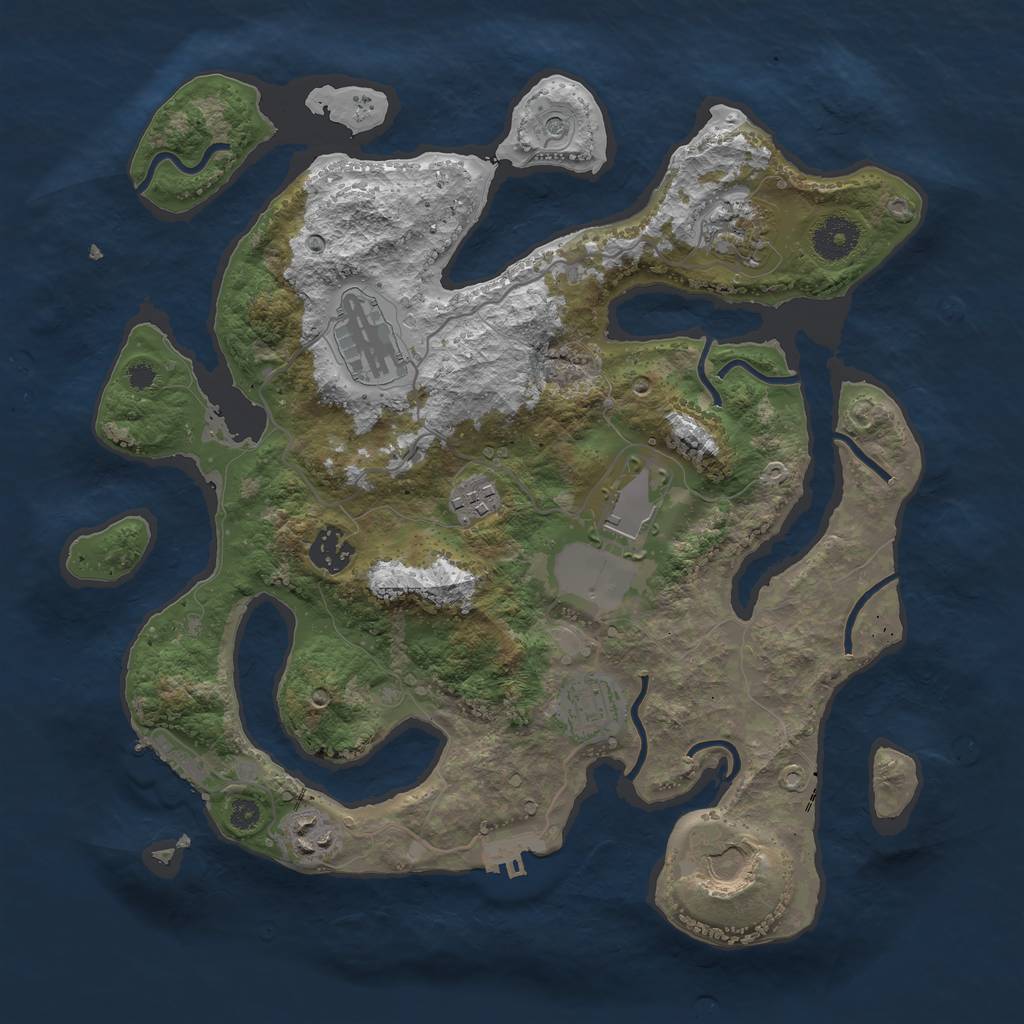 Rust Map: Procedural Map, Size: 3500, Seed: 345637, 13 Monuments