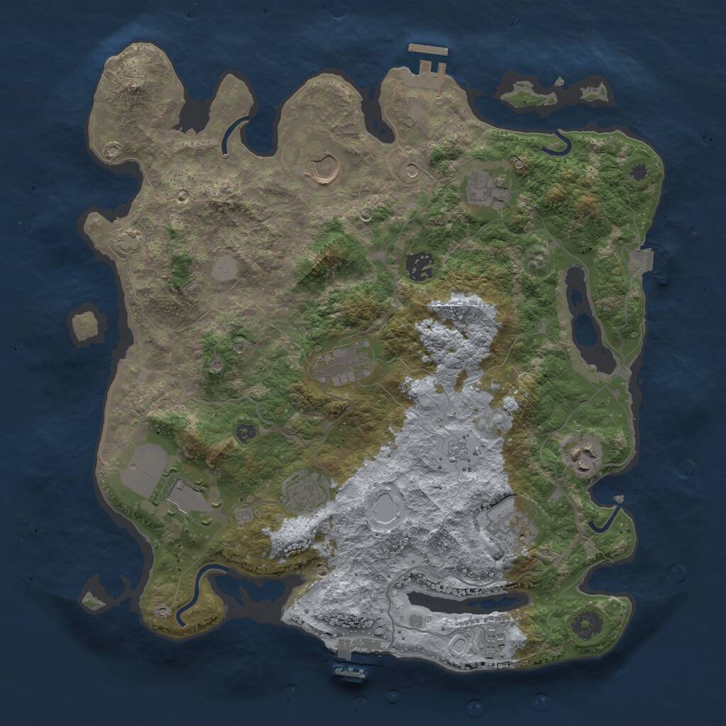 Rust Map: Procedural Map, Size: 3700, Seed: 961126678, 15 Monuments