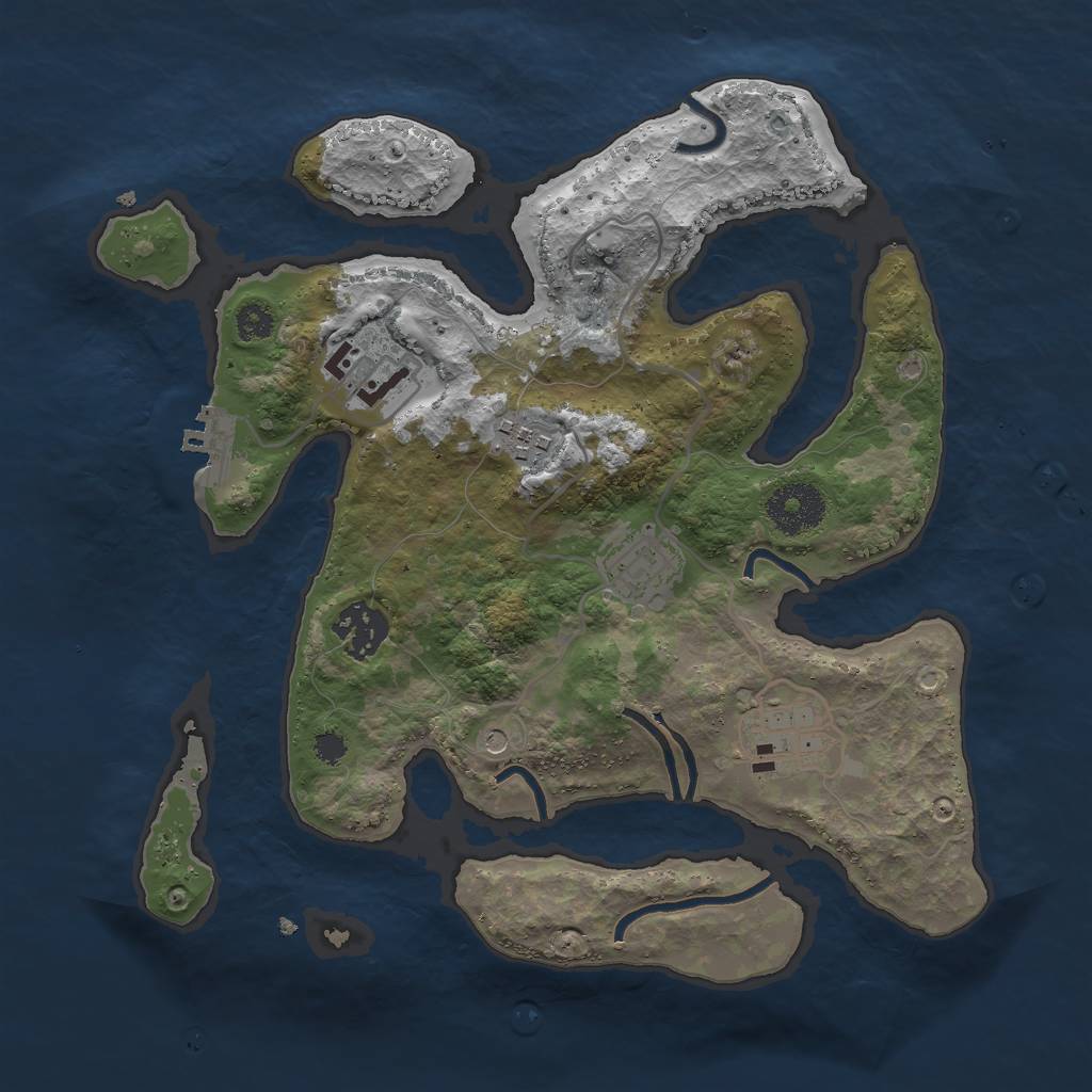 Rust Map: Procedural Map, Size: 3000, Seed: 1806804380, 9 Monuments