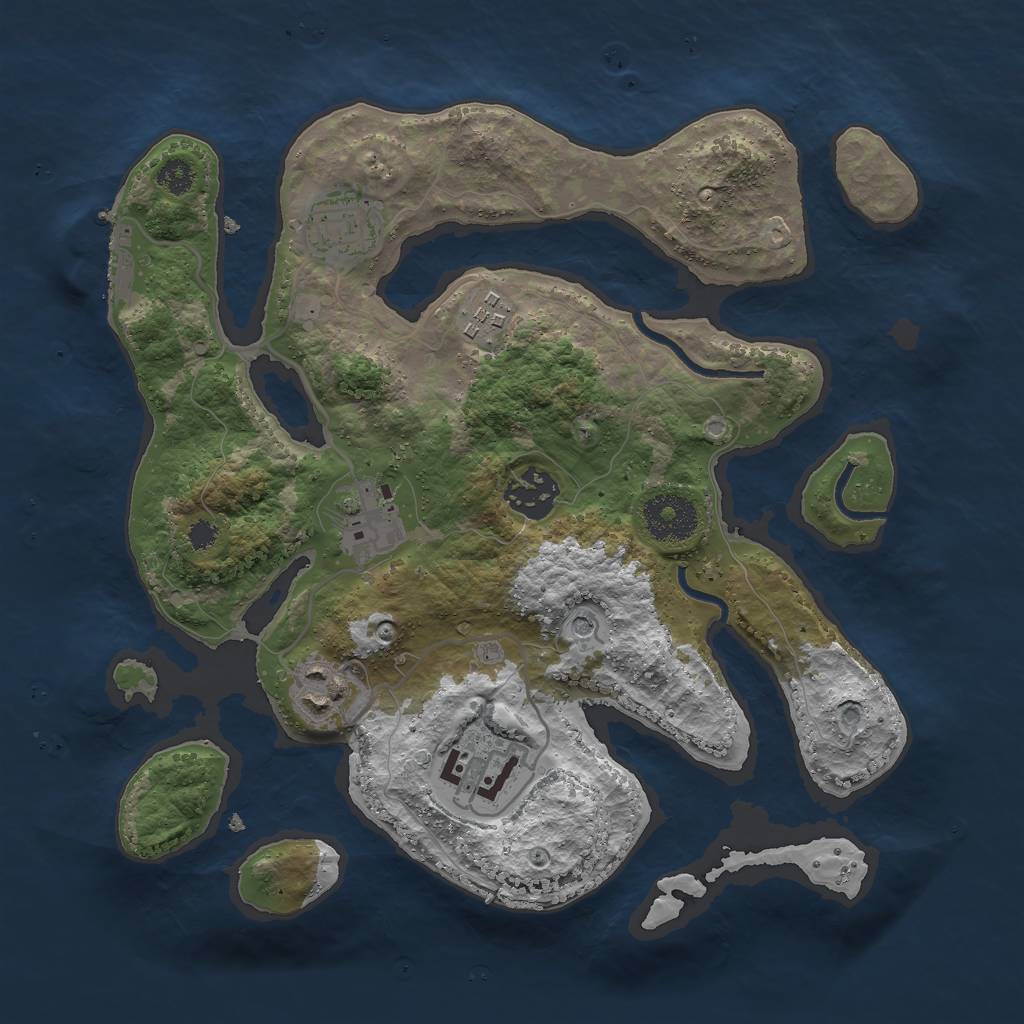 Rust Map: Procedural Map, Size: 3000, Seed: 1227828179, 10 Monuments