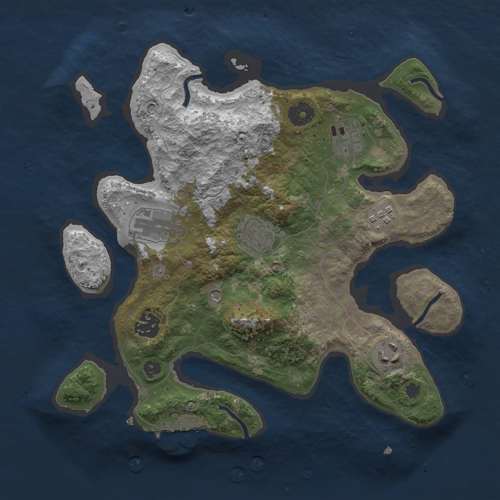 Rust Map: Procedural Map, Size: 3000, Seed: 397641564, 10 Monuments