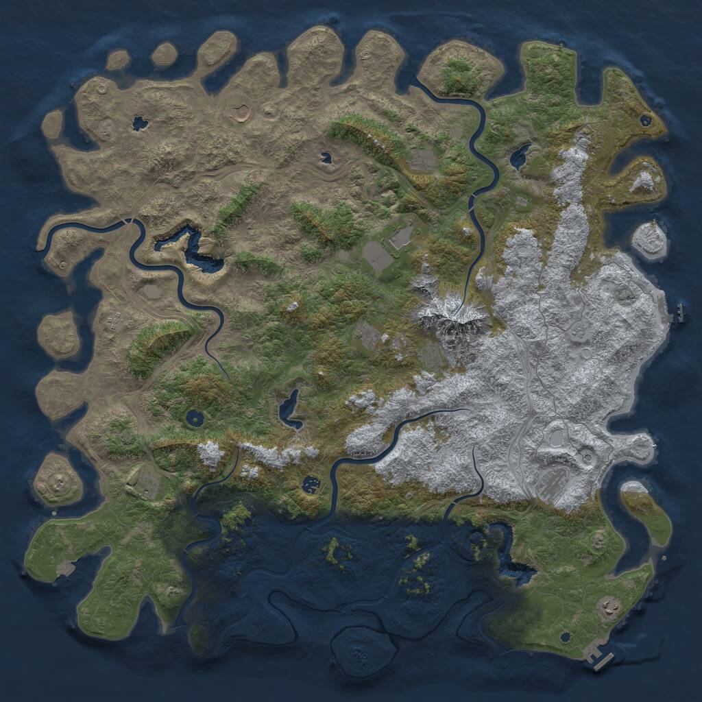Rust Map: Procedural Map, Size: 6000, Seed: 103502345, 17 Monuments