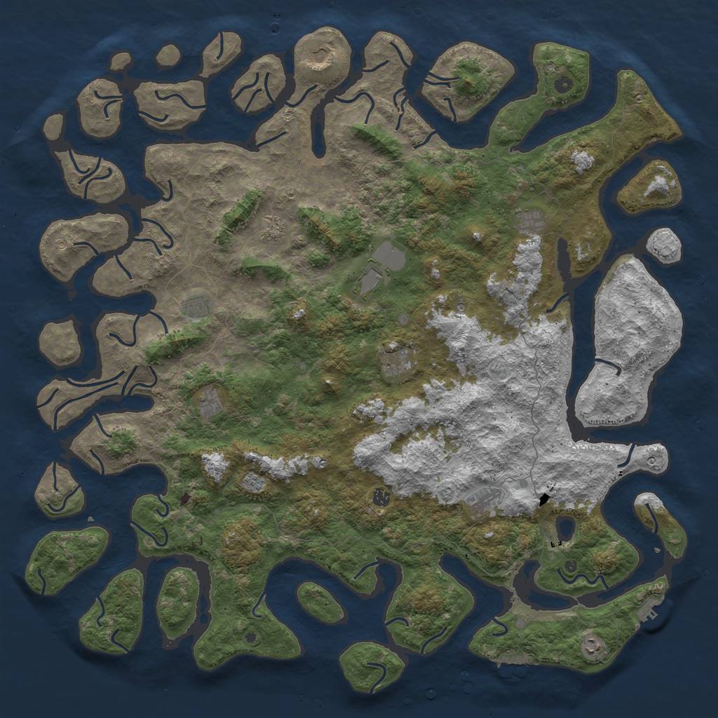 Rust Map: Procedural Map, Size: 6000, Seed: 103502345, 16 Monuments