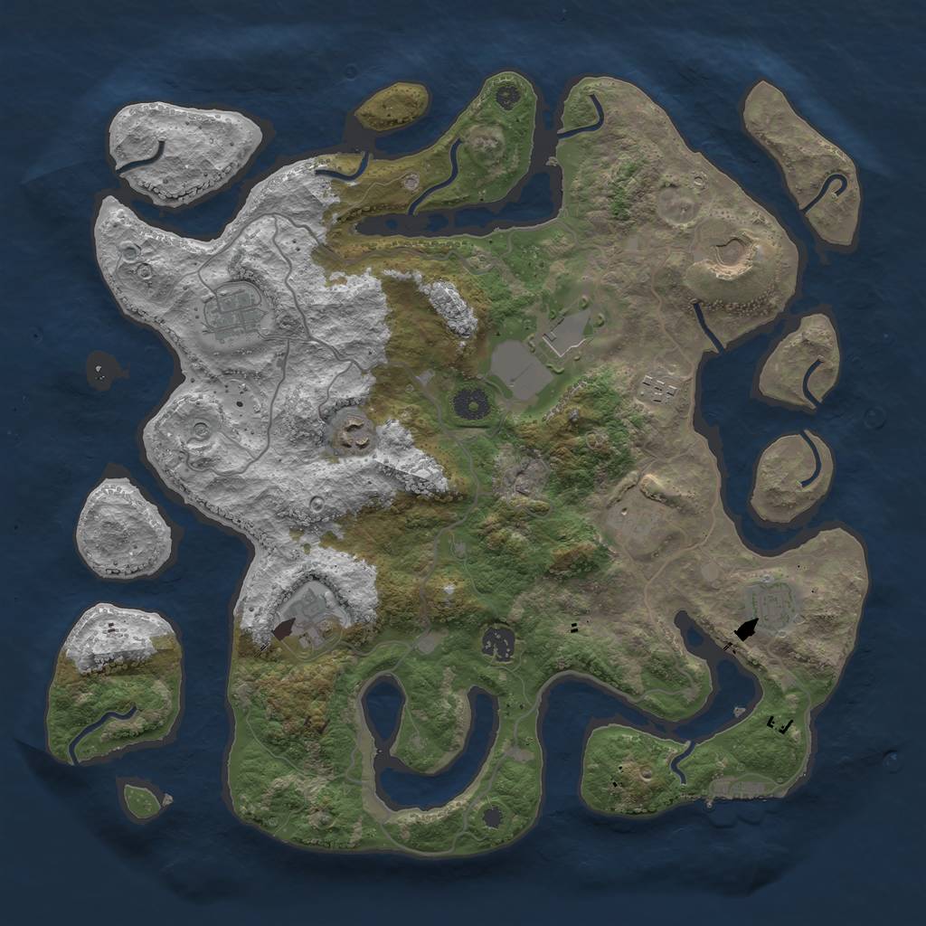 Rust Map: Procedural Map, Size: 4000, Seed: 2014011796, 13 Monuments