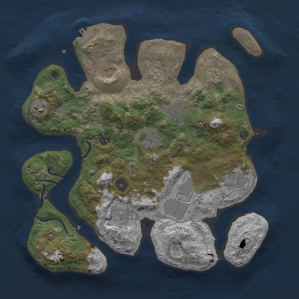 Rust Map: Procedural Map, Size: 3500, Seed: 4613361, 14 Monuments
