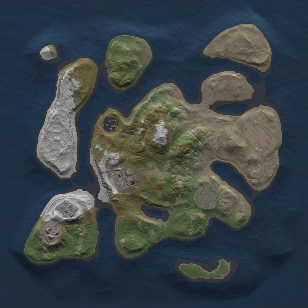 Rust Map: Barren, Size: 3000, Seed: 185525910, 9 Monuments