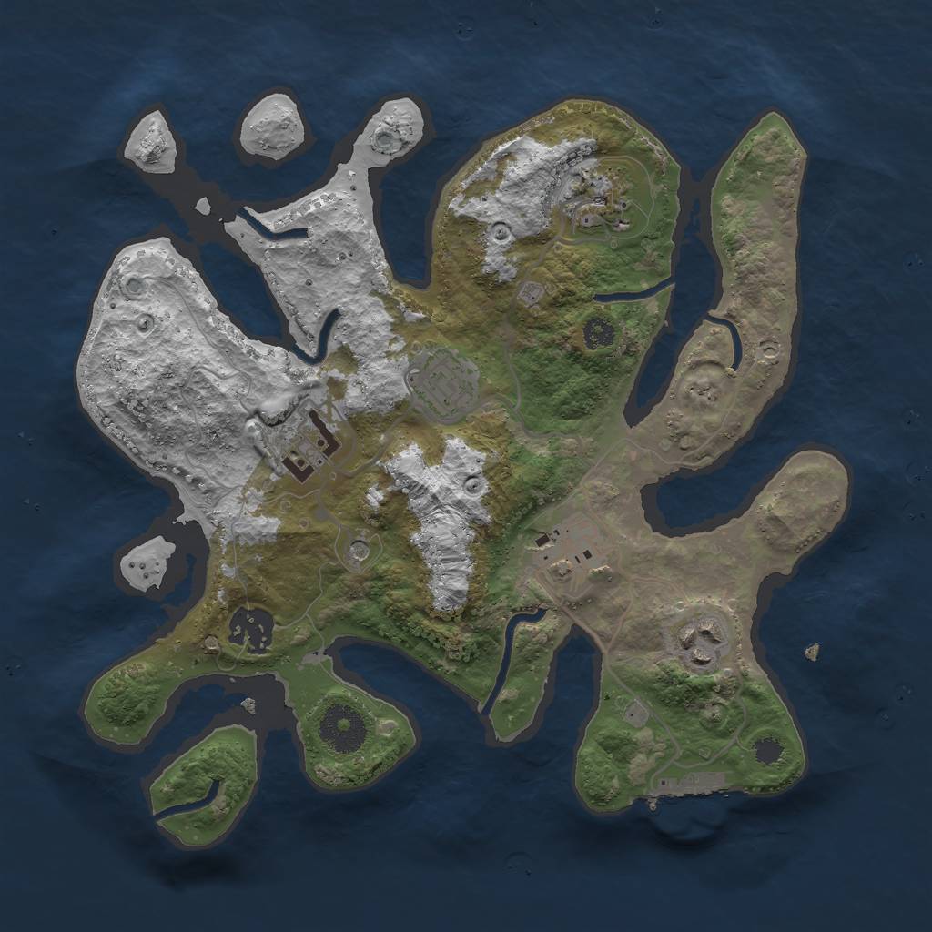 Rust Map: Procedural Map, Size: 3000, Seed: 853857952, 10 Monuments