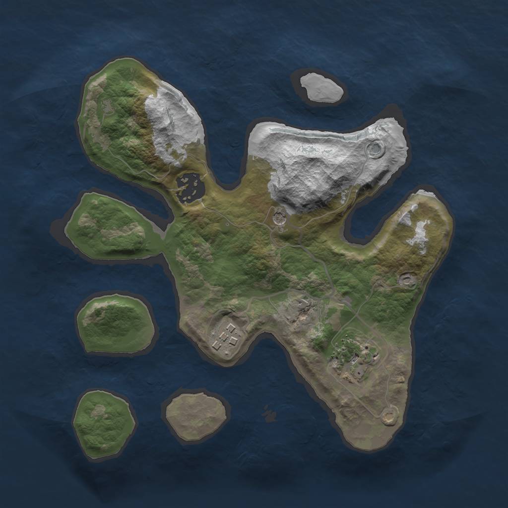 Rust Map: Barren, Size: 2500, Seed: 77453, 6 Monuments