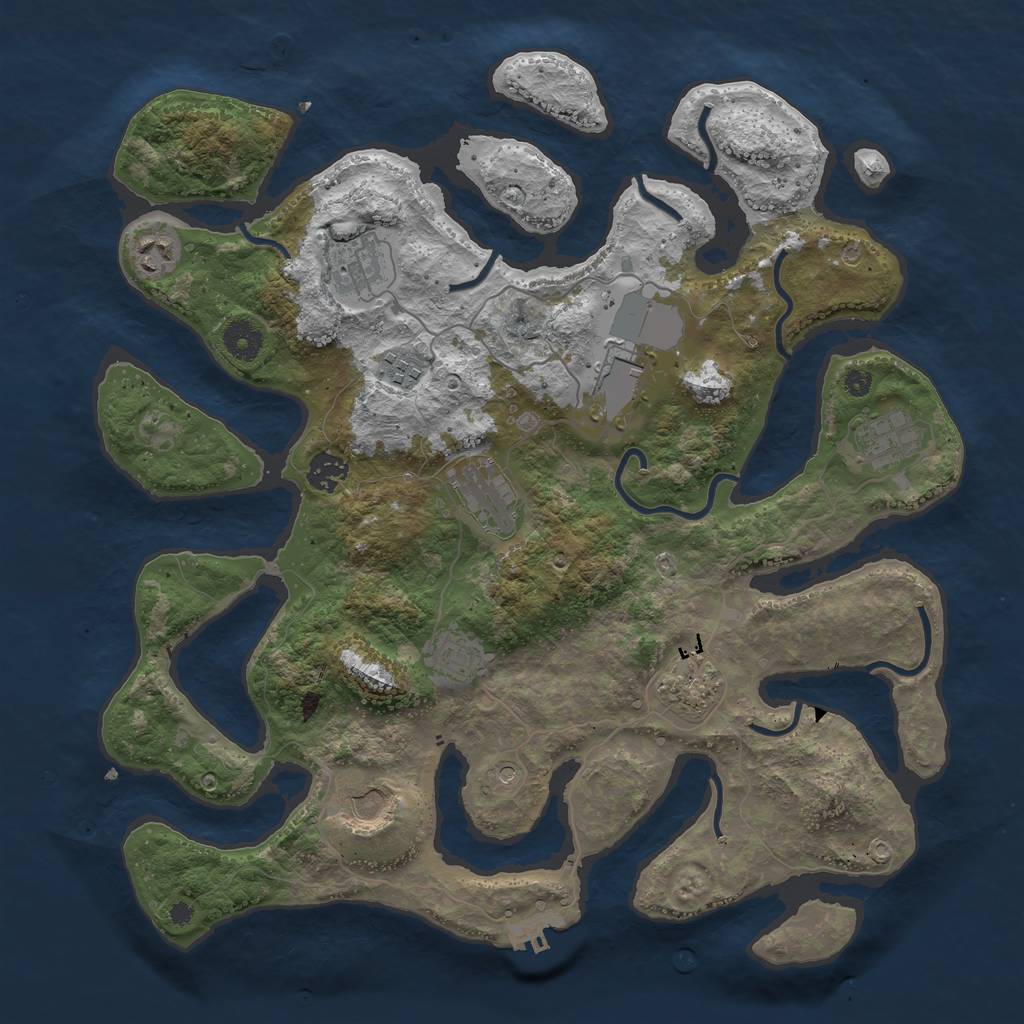 Rust Map: Procedural Map, Size: 3900, Seed: 354898, 14 Monuments