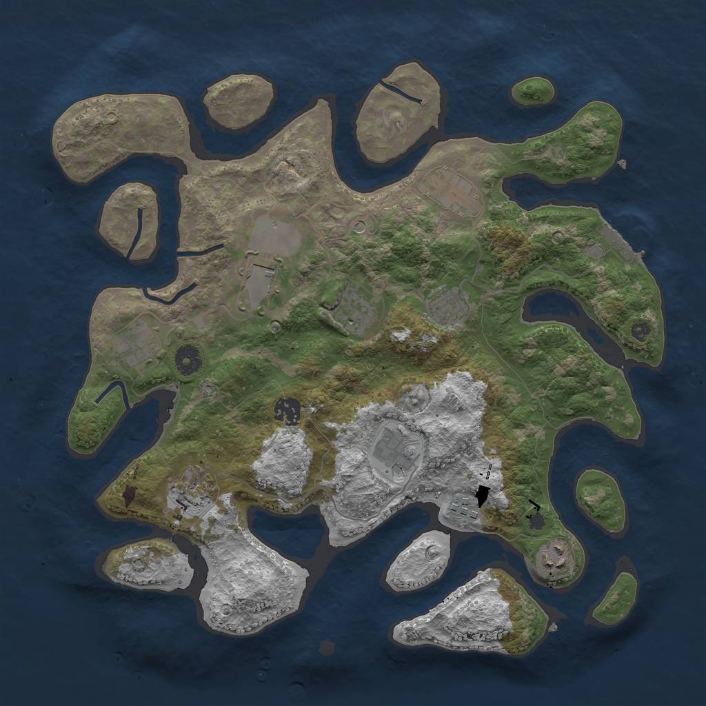 Rust Map: Procedural Map, Size: 3750, Seed: 1100719562, 14 Monuments