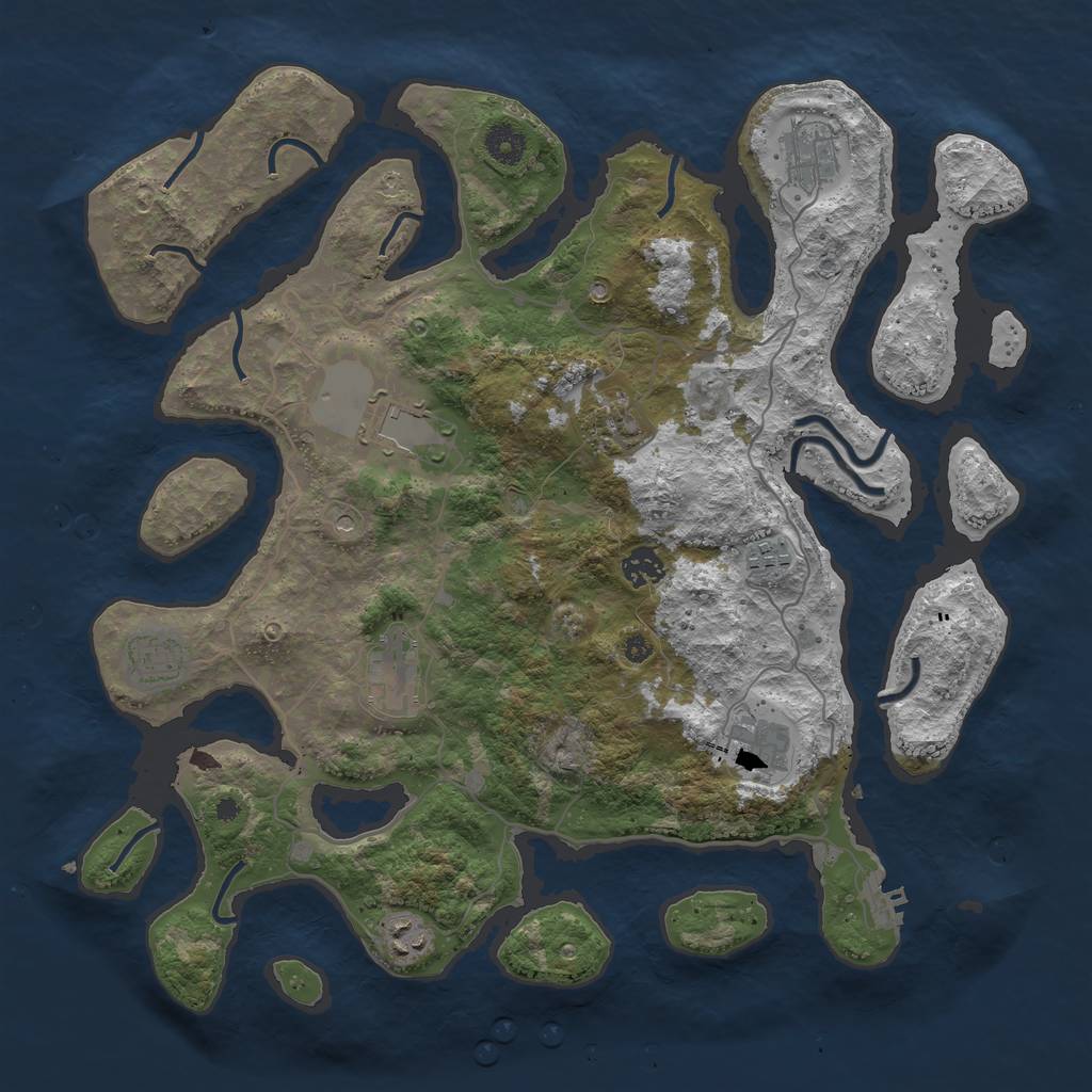 Rust Map: Procedural Map, Size: 4000, Seed: 841149, 13 Monuments