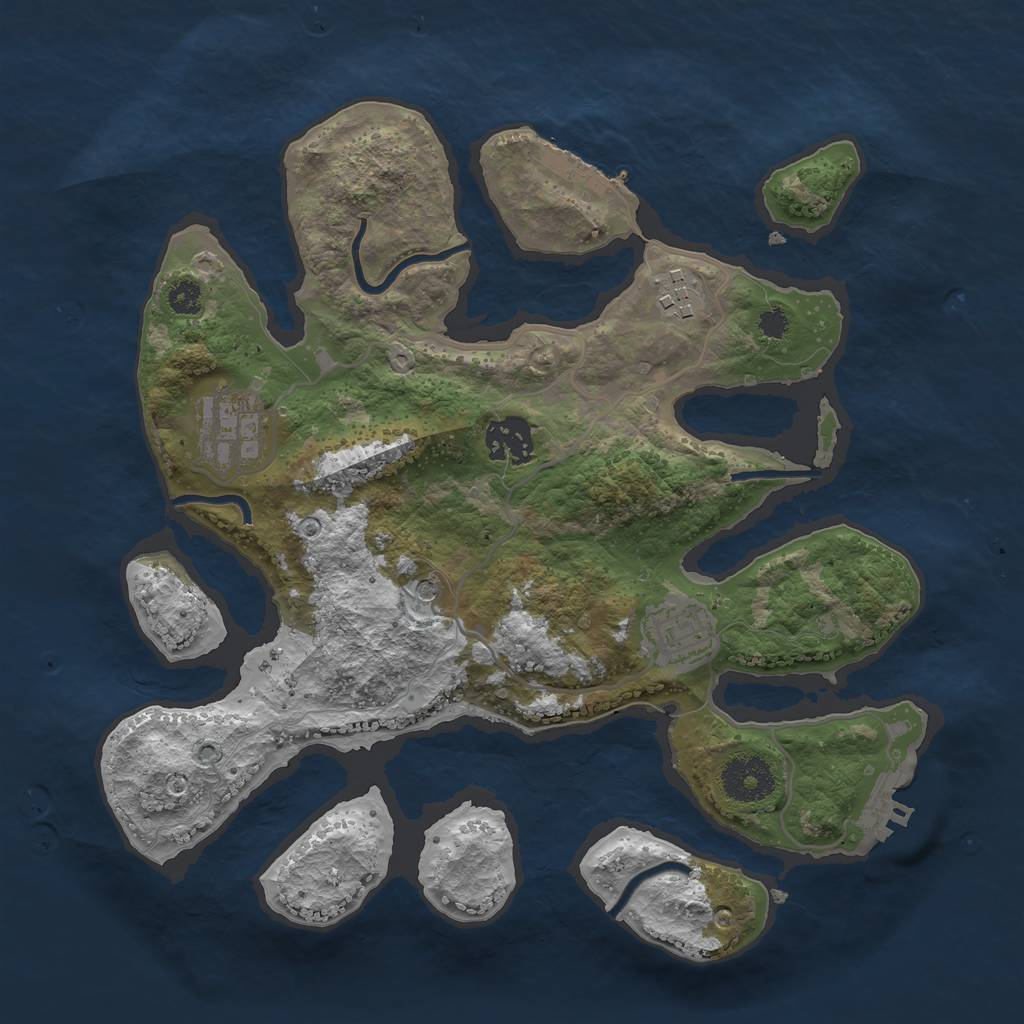 Rust Map: Procedural Map, Size: 3100, Seed: 74247, 9 Monuments