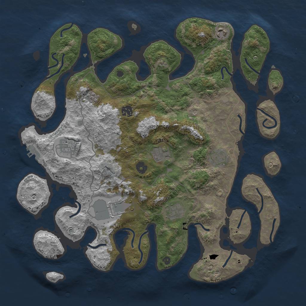 Rust Map: Procedural Map, Size: 4000, Seed: 689660, 12 Monuments