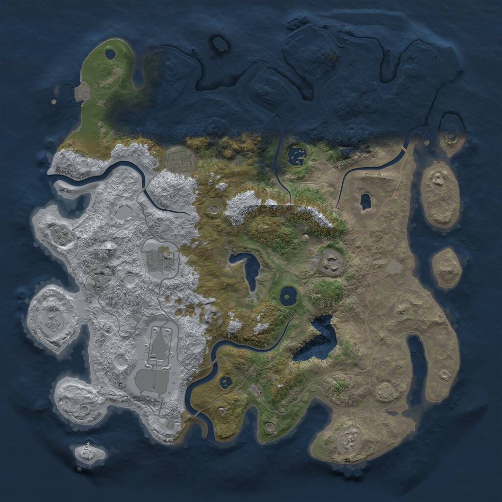 Rust Map: Procedural Map, Size: 4000, Seed: 689660, 12 Monuments