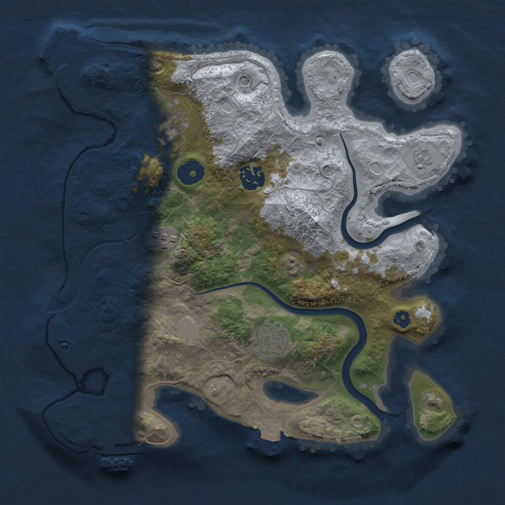 Rust Map: Procedural Map, Size: 3000, Seed: 2421778, 9 Monuments