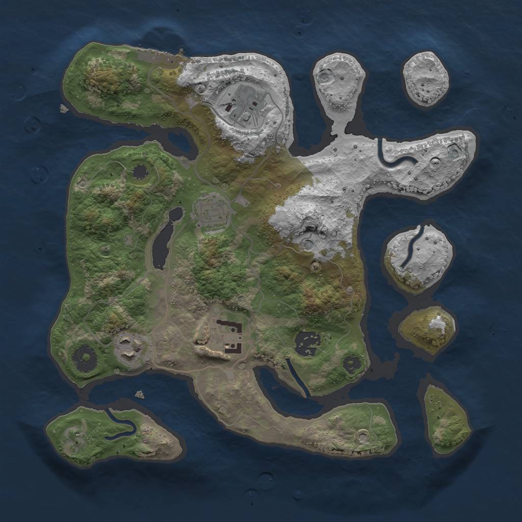 Rust Map: Procedural Map, Size: 3000, Seed: 2421778, 9 Monuments