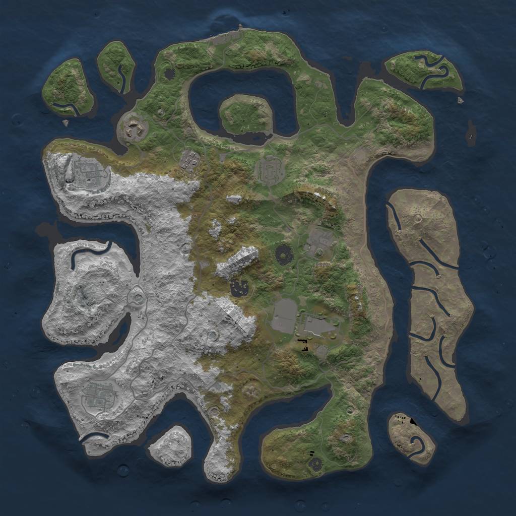 Rust Map: Procedural Map, Size: 4000, Seed: 754552, 12 Monuments