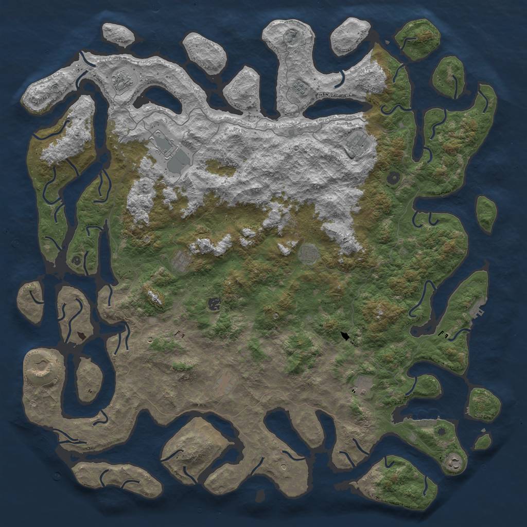 Rust Map: Procedural Map, Size: 6000, Seed: 56636, 16 Monuments