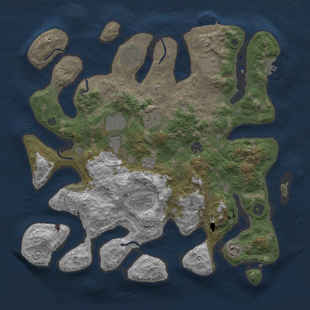 Rust Map: Procedural Map, Size: 4000, Seed: 519803, 13 Monuments