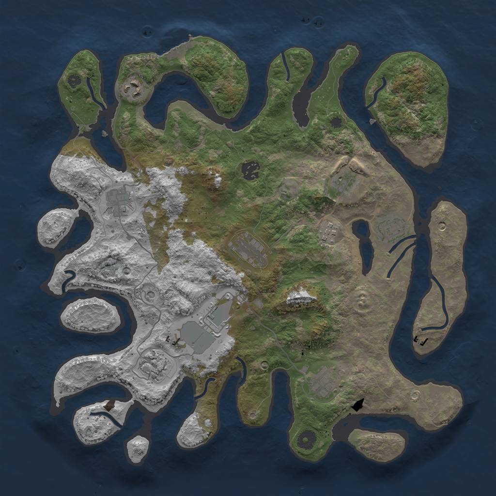 Rust Map: Procedural Map, Size: 3900, Seed: 84955, 14 Monuments