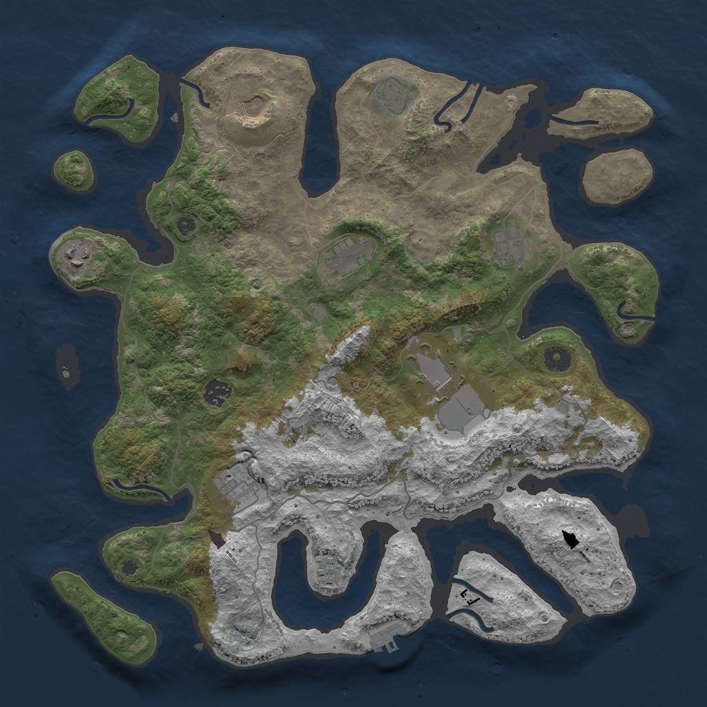 Rust Map: Procedural Map, Size: 4000, Seed: 511289, 13 Monuments