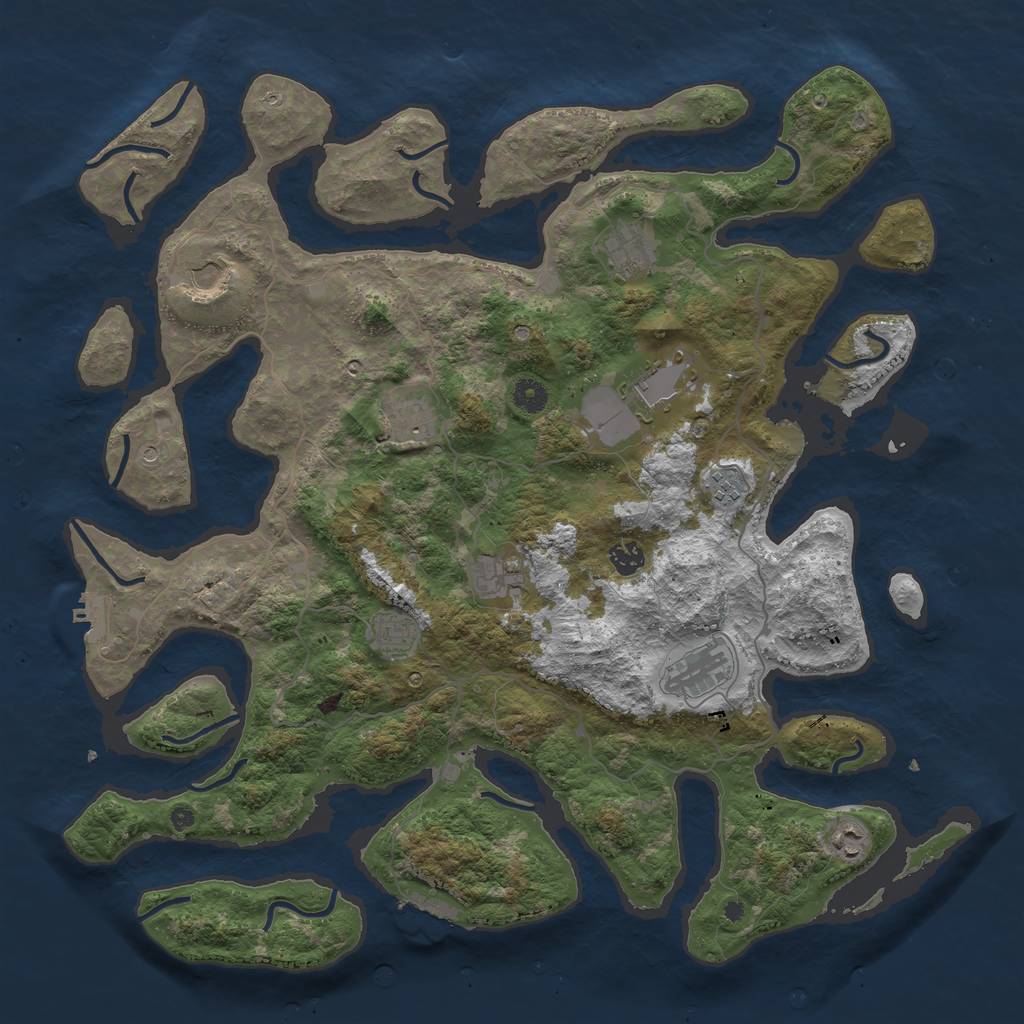 Rust Map: Procedural Map, Size: 4500, Seed: 1890425819, 15 Monuments