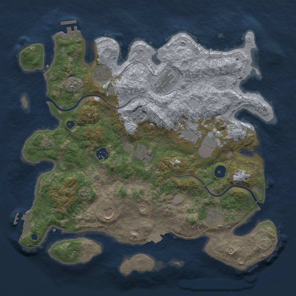 Rust Map: Procedural Map, Size: 3750, Seed: 733082983, 14 Monuments