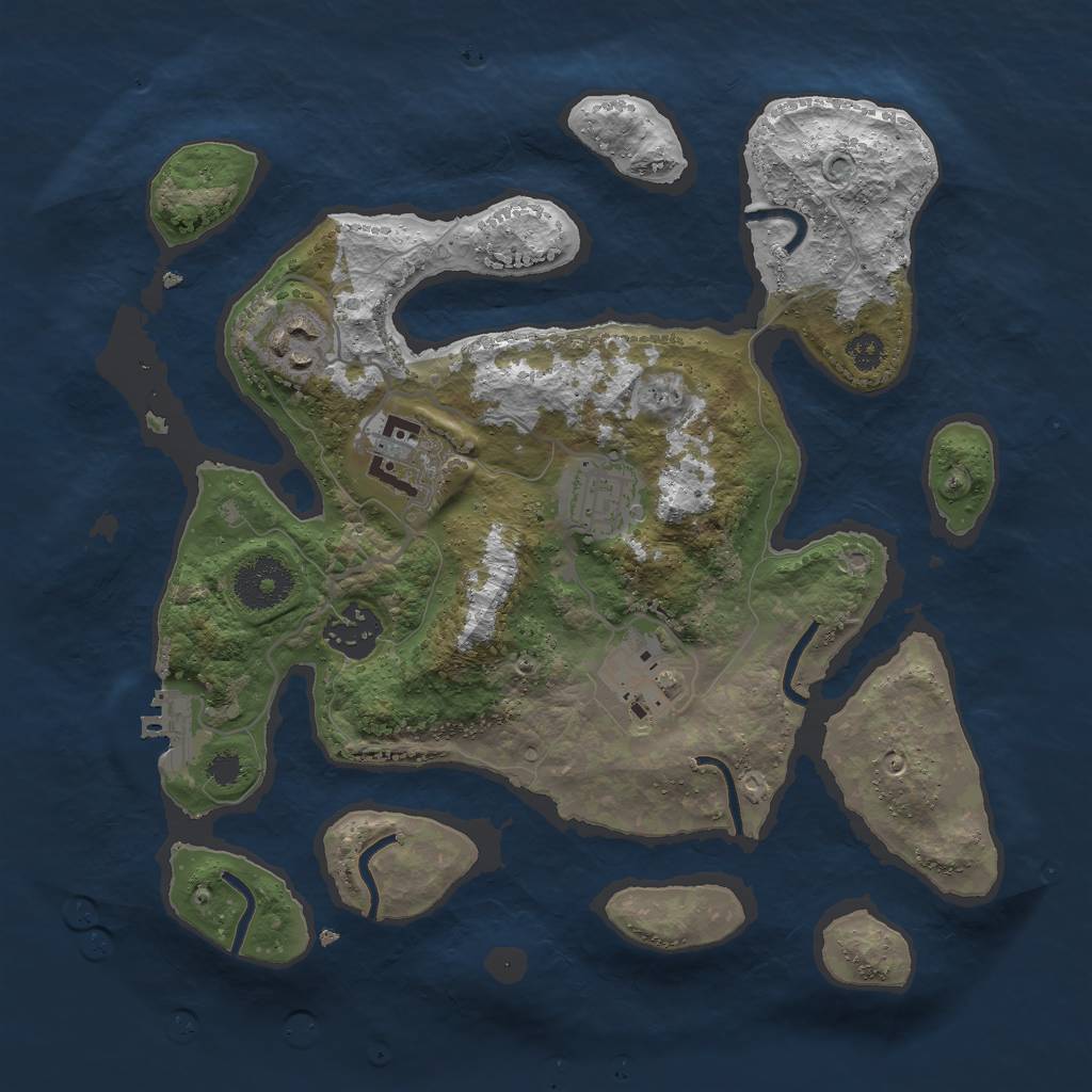 Rust Map: Procedural Map, Size: 3000, Seed: 1727621039, 8 Monuments